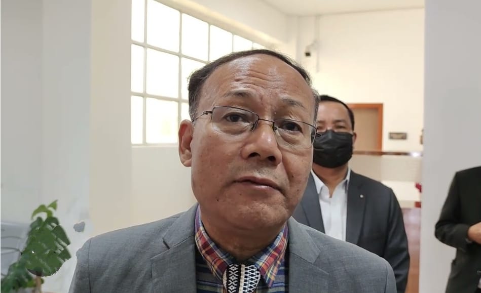 Rtd Justice T Vaiphei during interaction with media