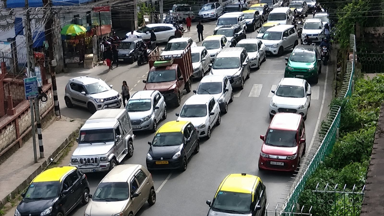 Vehicle plying on the road of Shillong