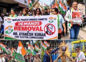 Meghalaya Congress protests against Gyanesh Kumar over electoral roll allegations