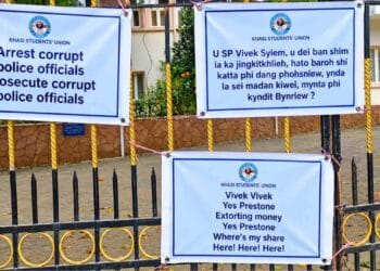 KSU puts up anti-corruption banners targeting Prestone Tynsong, Vivek Syiem in Shillong